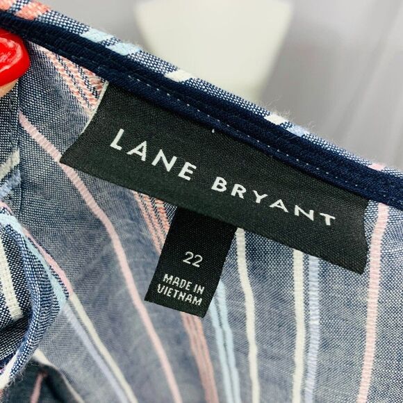 Lane Bryant Womens Dress 22 Gray Multicolor Striped Sleeveless Maxi Belted Grey - Picture 9 of 11